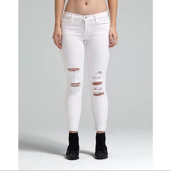 JBRAND-CROPPED Orchid Ice Distressed Ankle Mid-Rise Jeans (Size:29) - Picture 1 of 14